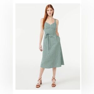 Free Assembly Women's Midi Sundress with Tie Belt